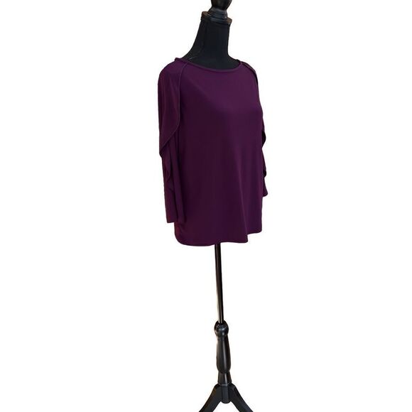 Ciara Sun Woo purple boat neck top with ruffle sleeves, super soft size XS - Picture 6 of 7